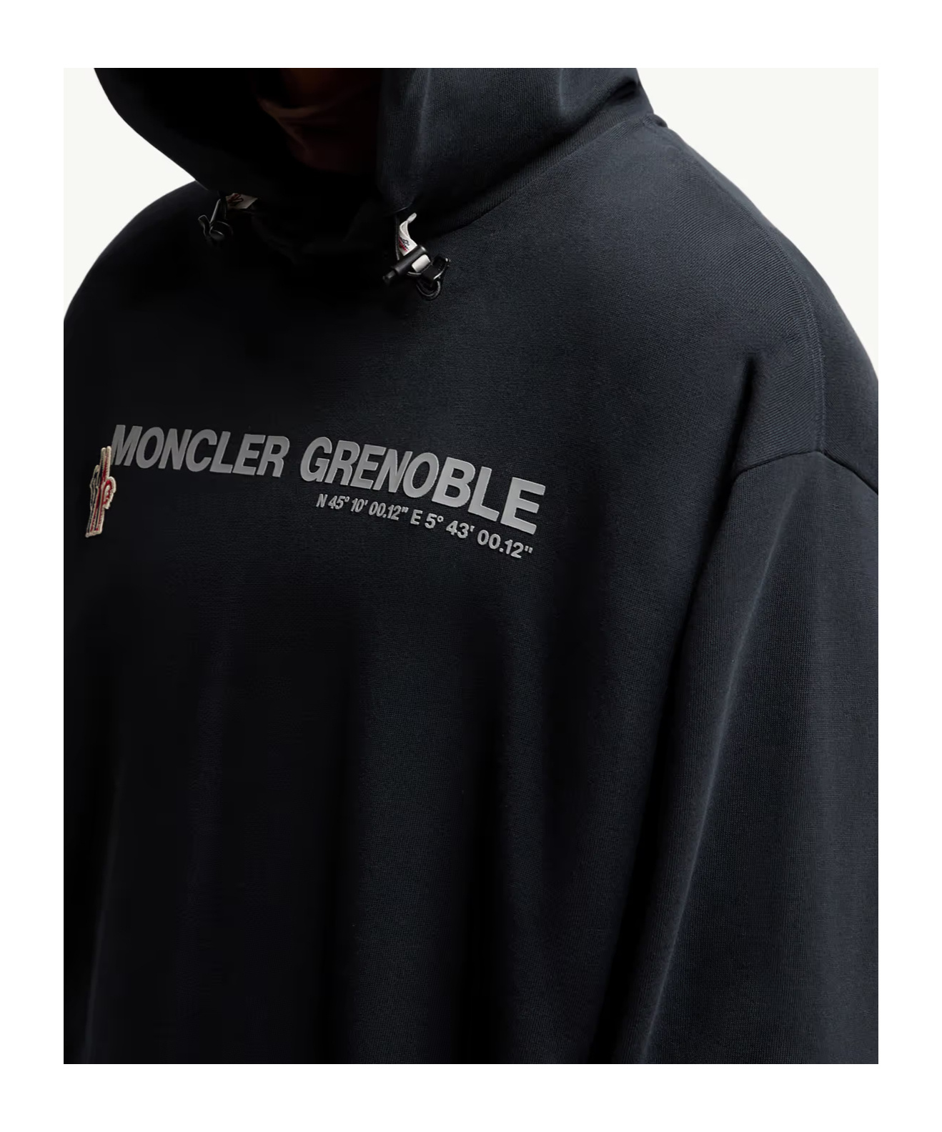 Moncler Grenoble Logo Embroidered Long-sleeved Hoodie In Blue