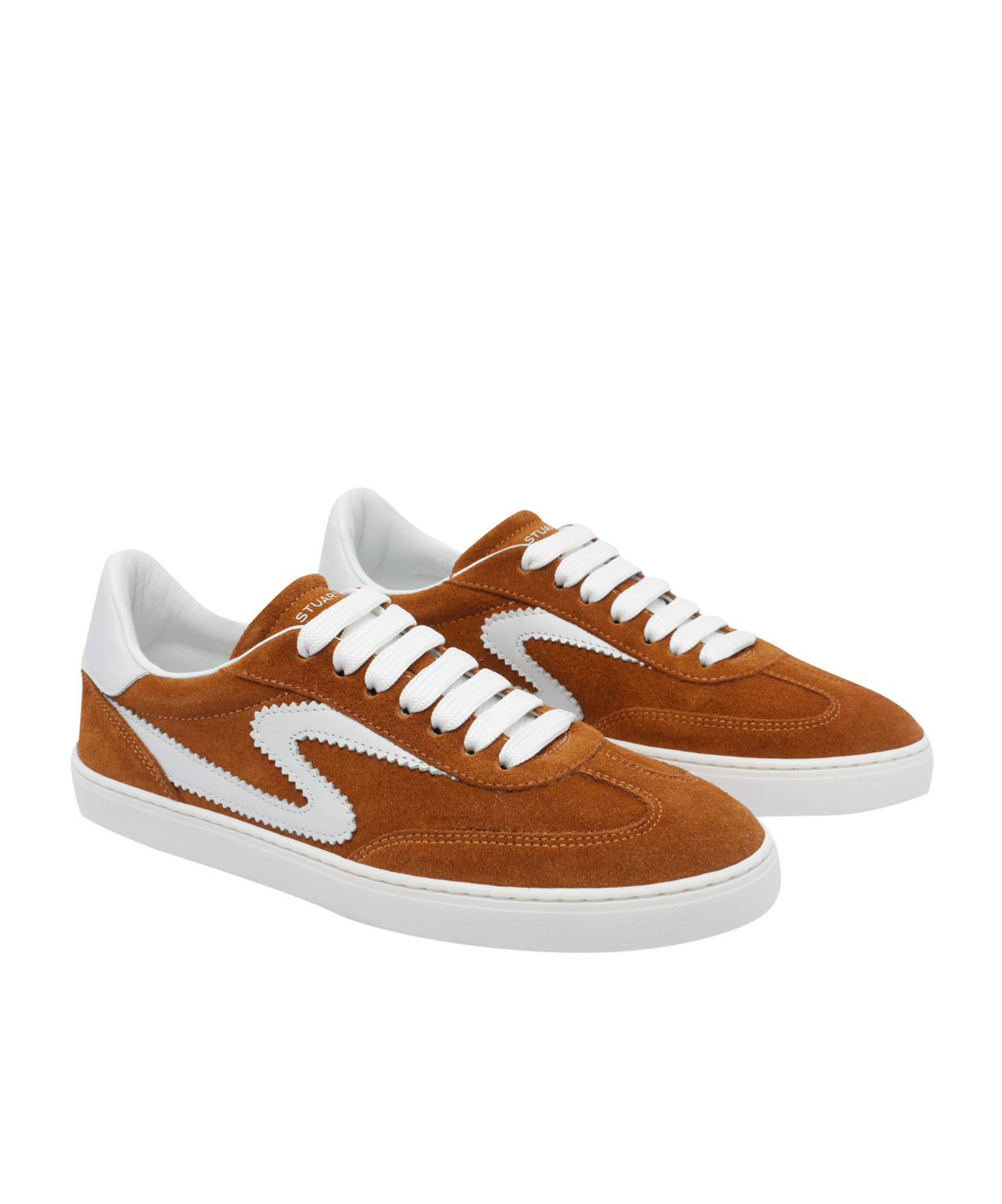 Stuart Weitzman , Sw Runaround Sneaker, Sneakers, Hazel/white, Suede/calf In White