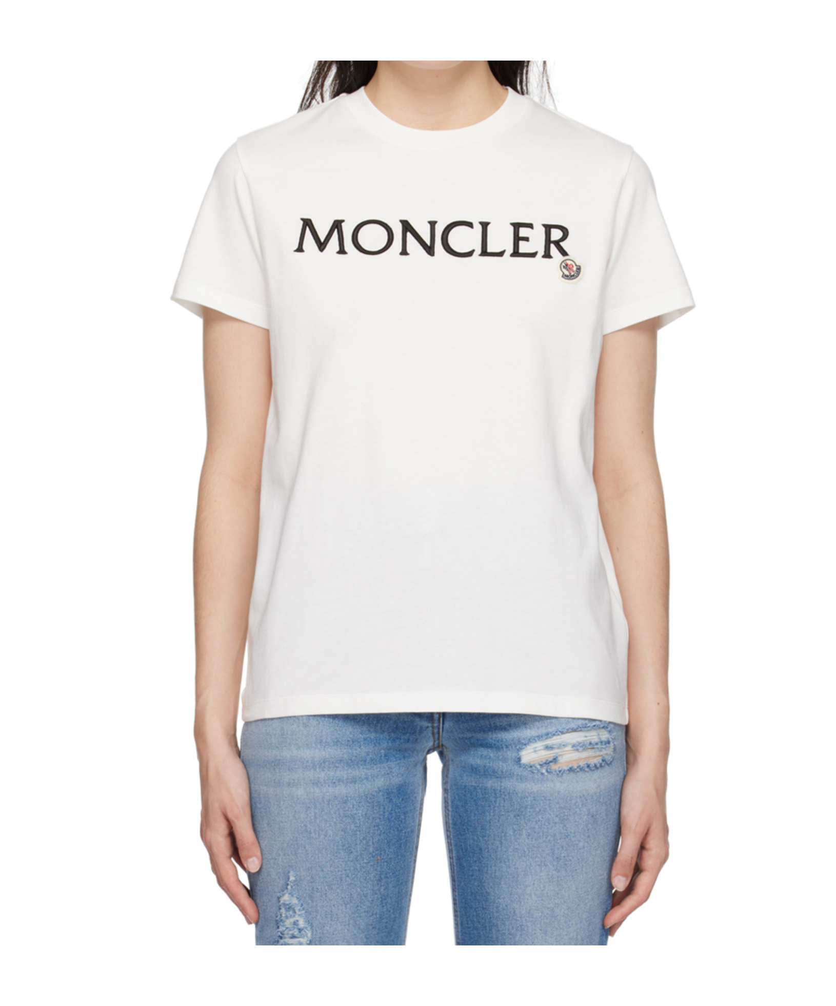 Moncler Regular Logo Patched T-shirt In White