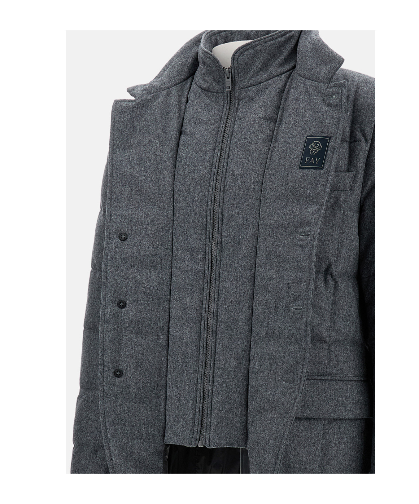 Fay Long-sleeved Cotton Jacket In Gray