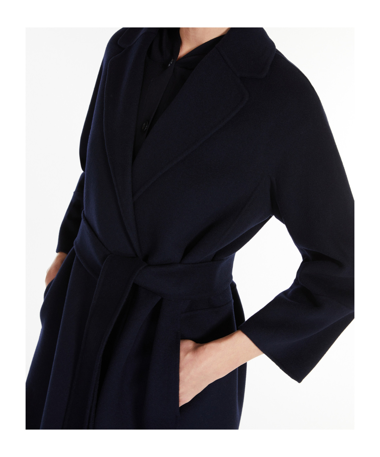 Max Mara Black Arona Double-faced Short Wool Coat In Black