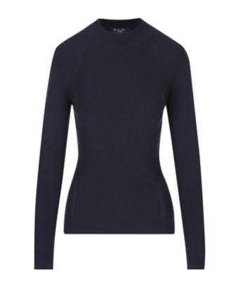 Loro Piana Mockneck Ribbed Sweater In Black