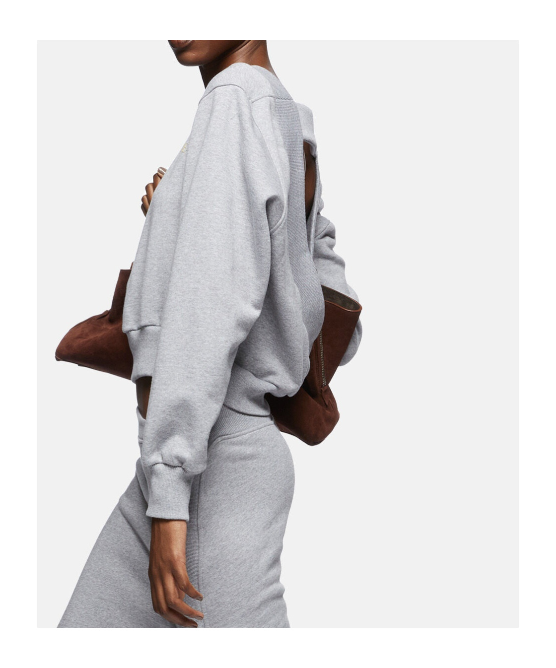 Attico Logo Sweatshirt With Crossed Neckline And Open Back In Gray