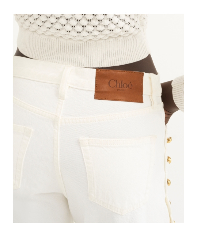 Chloé Scallop-detail Cropped Jeans In White