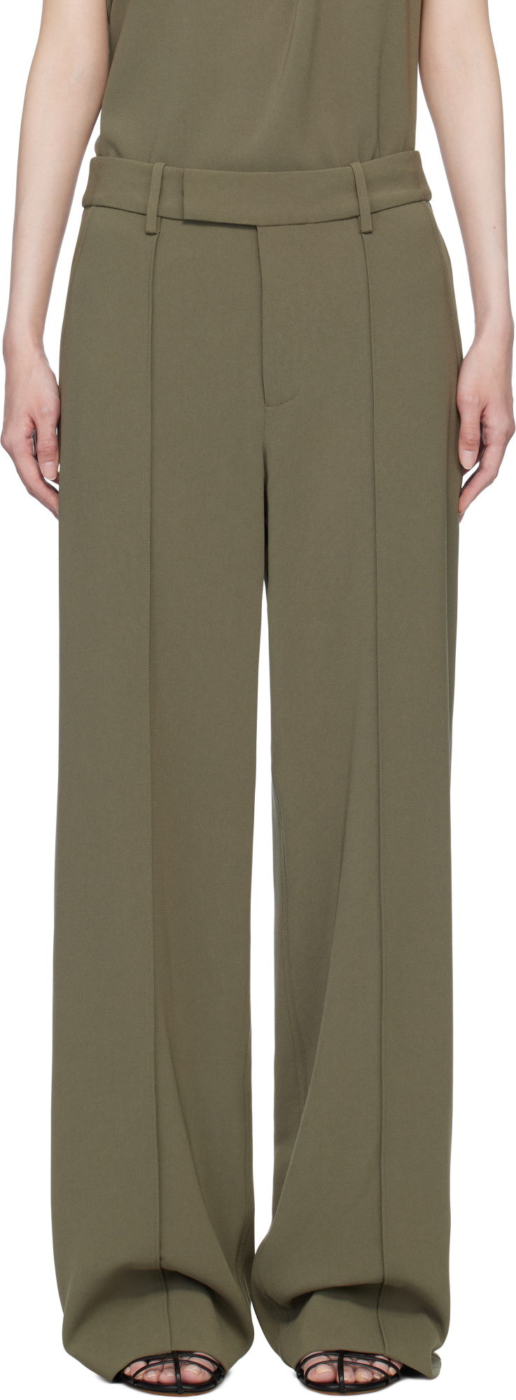 Proenza Schouler Weyes Crepe Straight-leg Pants In Green