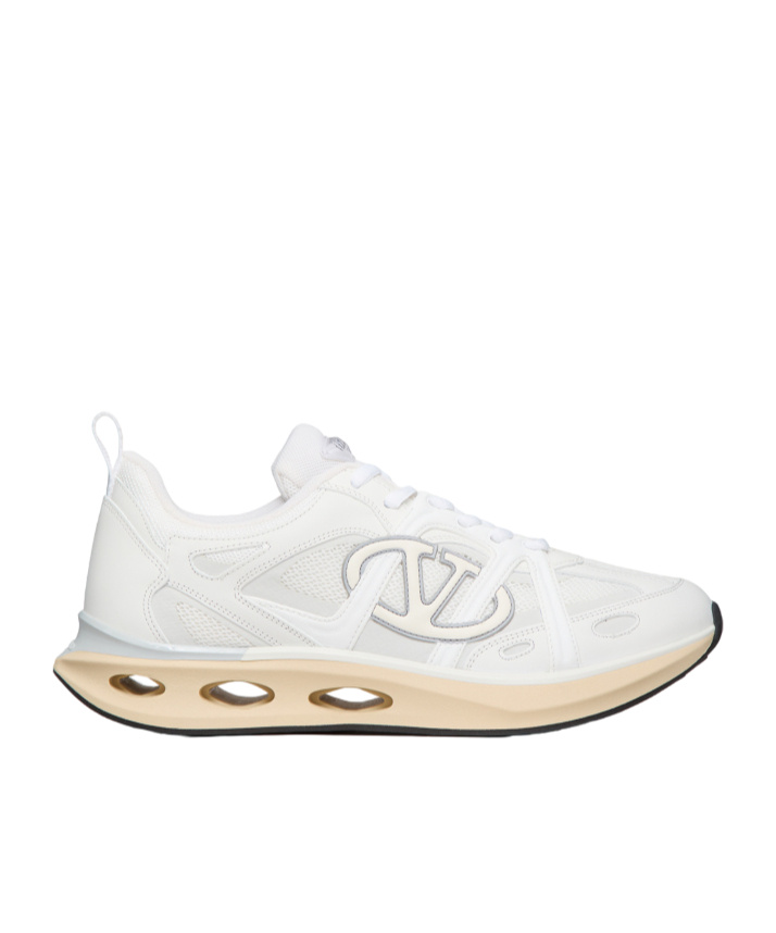 Valentino White Leather And Fabric Vlogo Easyjog Sneakers In White