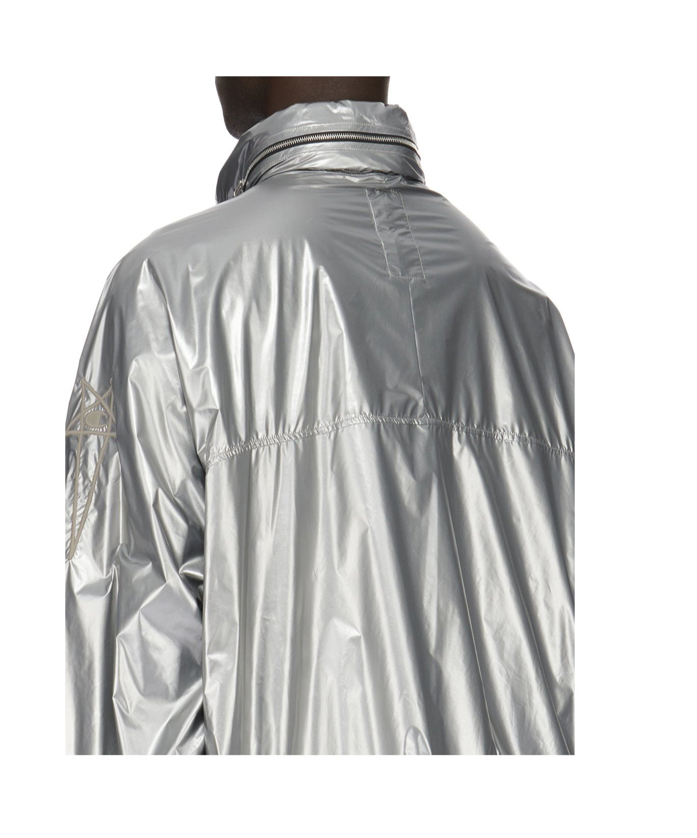 Rick Owens Metallic-sheen Windbreaker Jacket In Gray