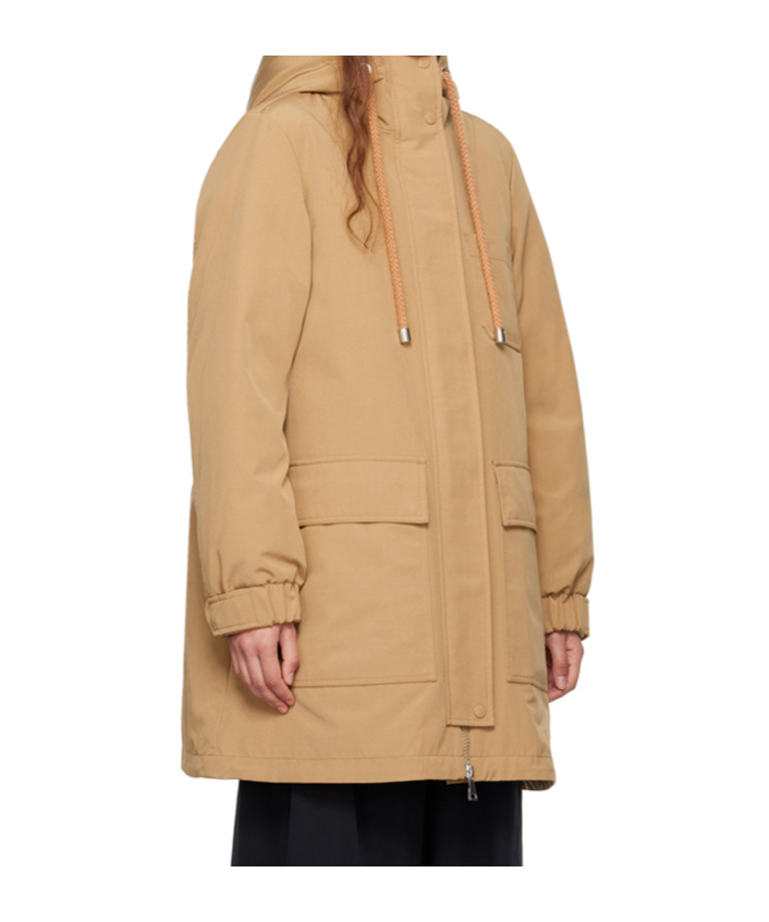 Moncler Beige Urfe Down Coat In Brown