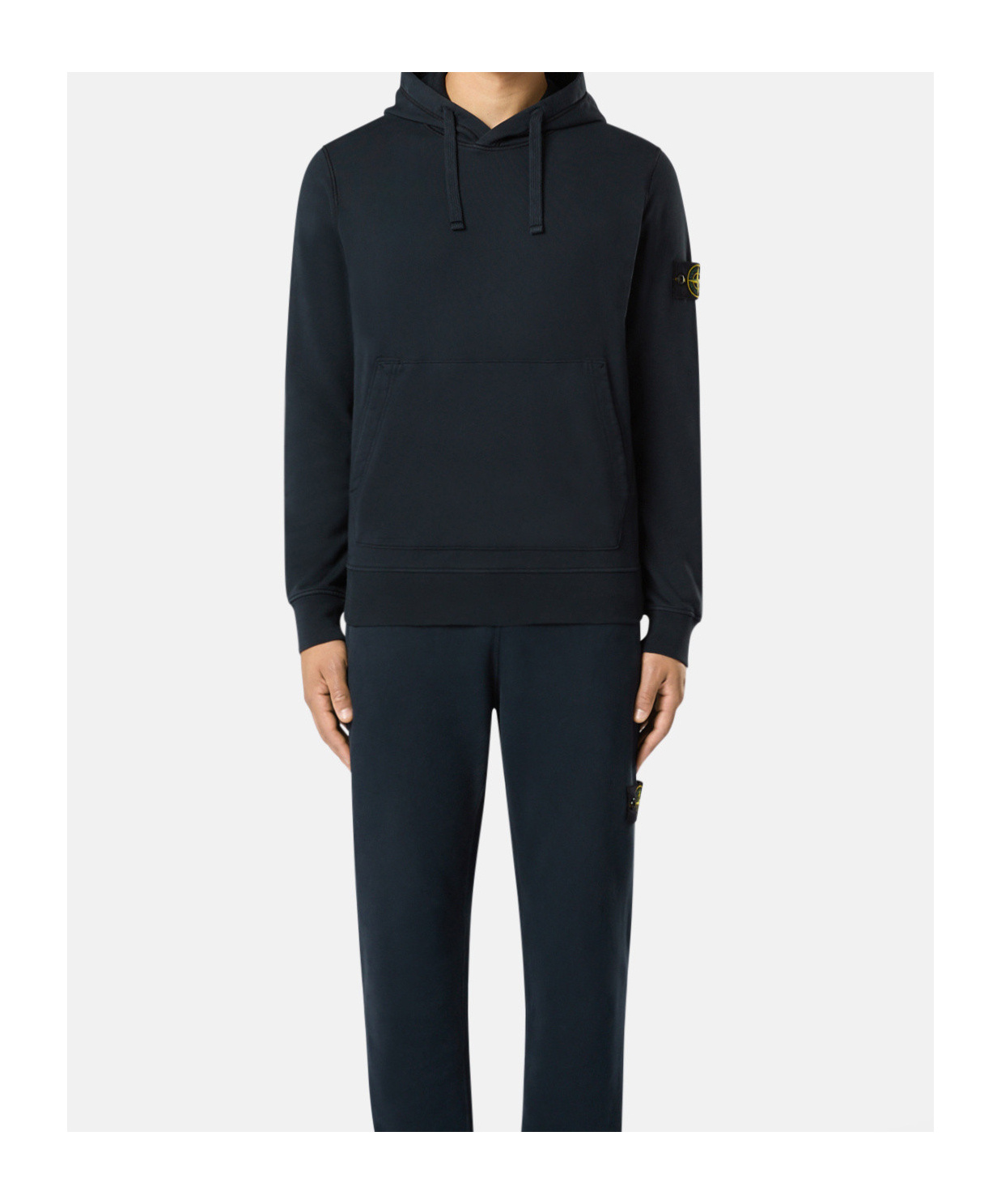 Stone Island Regular-fit Hooded Sweatshirt With Pouch Pocket In Blue