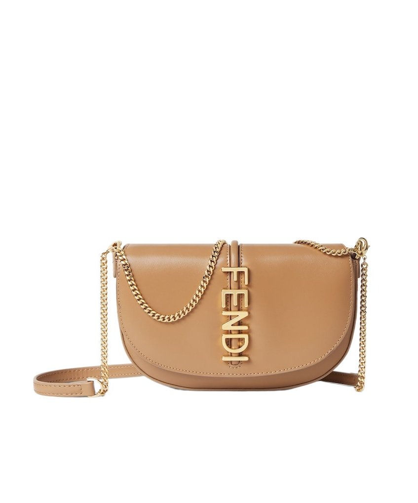 Fendi Women Wallet On Chain Graphy Leather Shoulder Bag In Brown