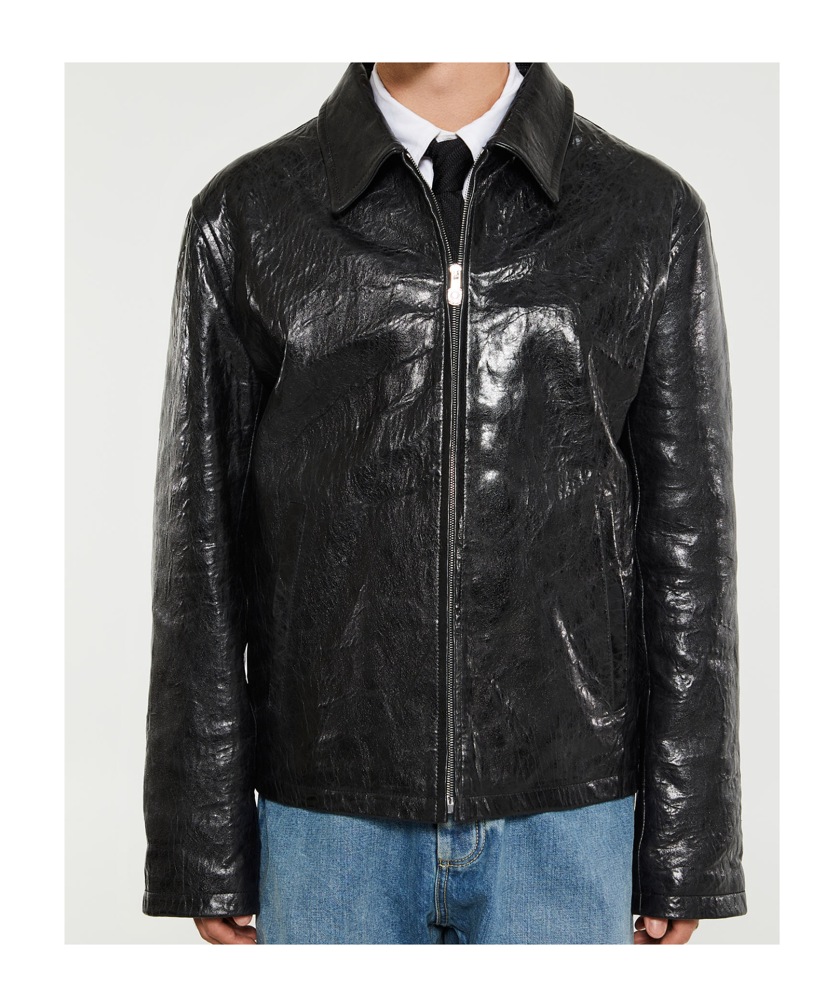 Shop Acne Studios Zip-up Leather Jacket In Black