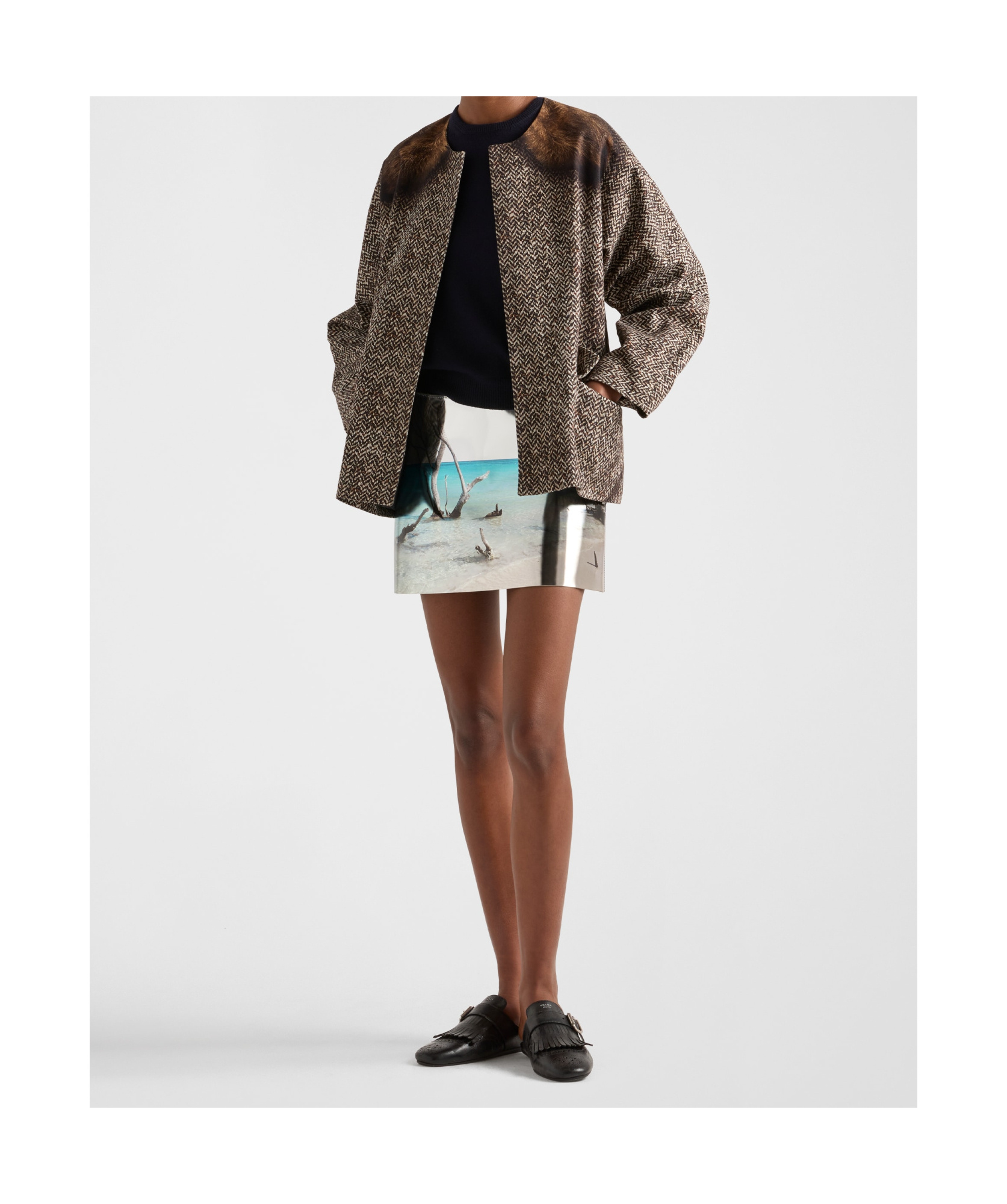 Prada Pattern Skirt In White