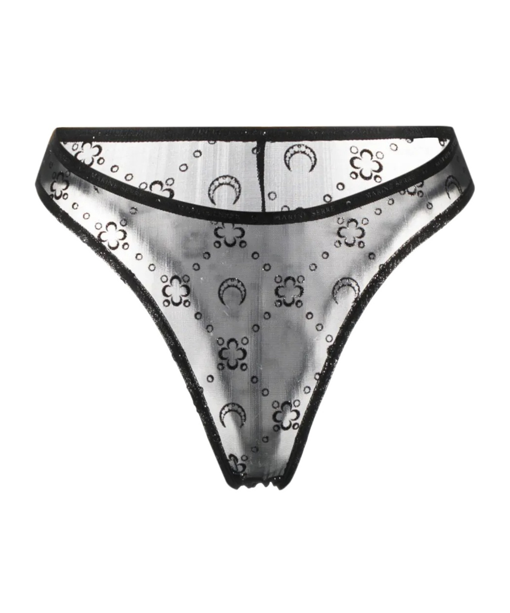 Marine Serre Crescent-moon Flocked Mesh Briefs