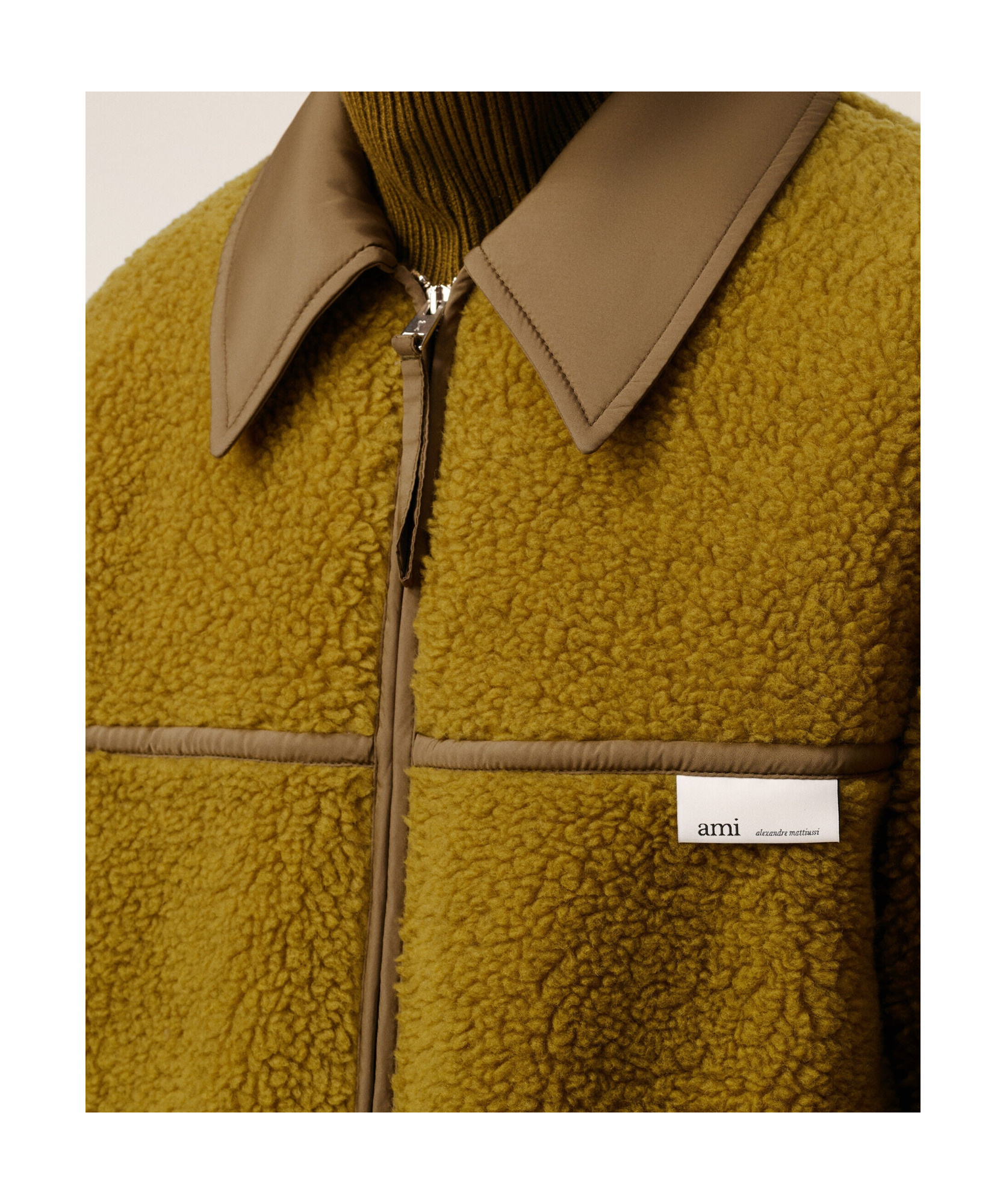 Ami Alexandre Mattiussi Ami Paris Zip Fleece Jacket In Brown