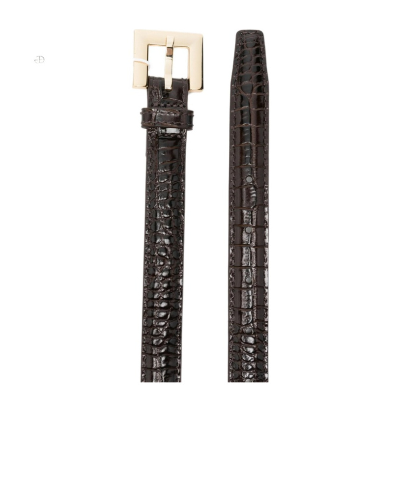 Anine Bing Crocodile-embossed Belt In Brown