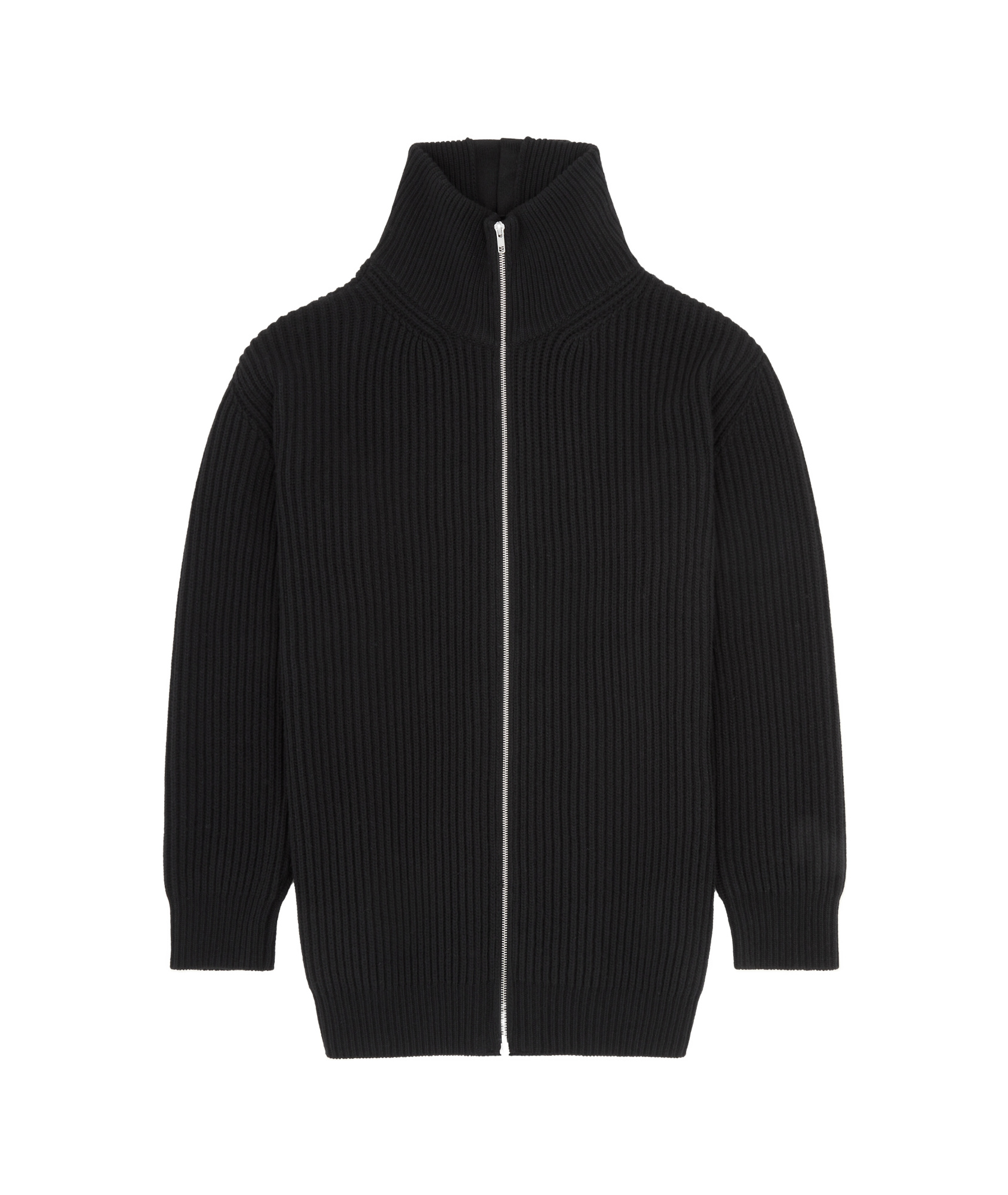 Mm6 Maison Margiela Zip-front Ribbed Jacket In Black