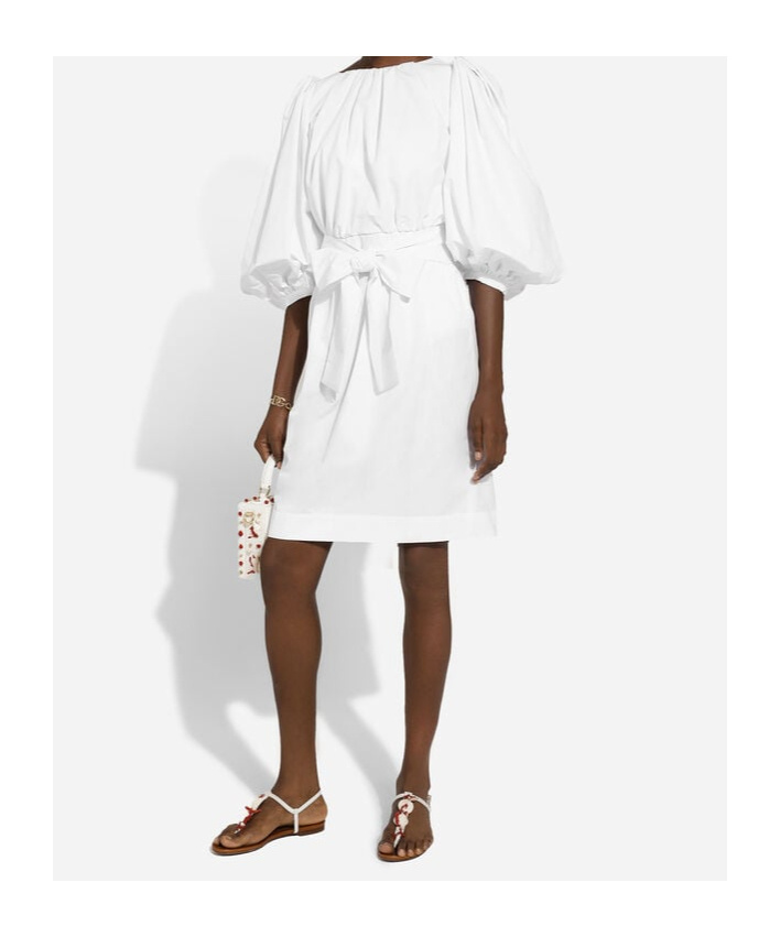 Dolce & Gabbana Puff-sleeve Cotton Dress In White