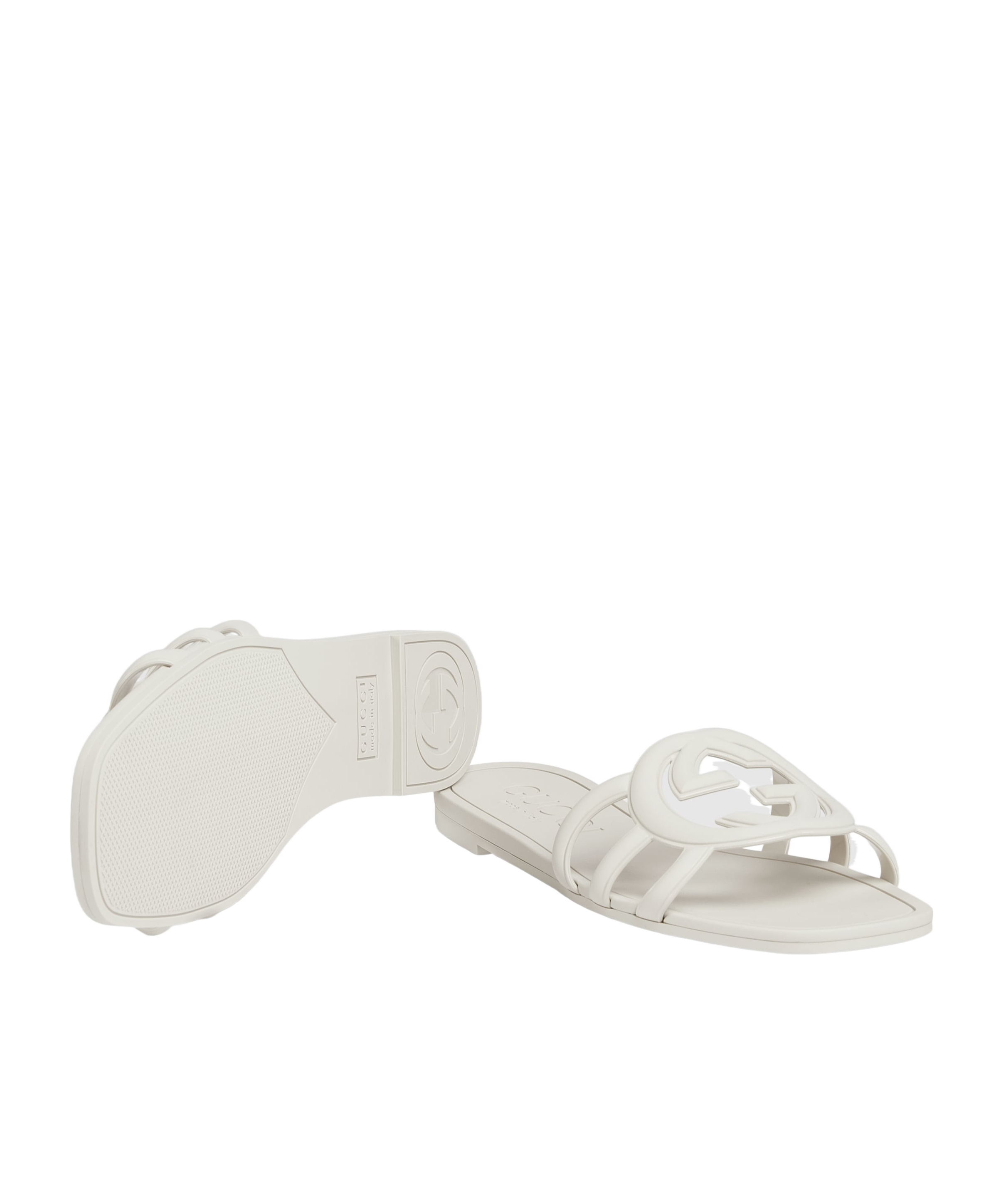 Gucci Stylish Interlocking Cut-out Sandals With 10mm Heel In White