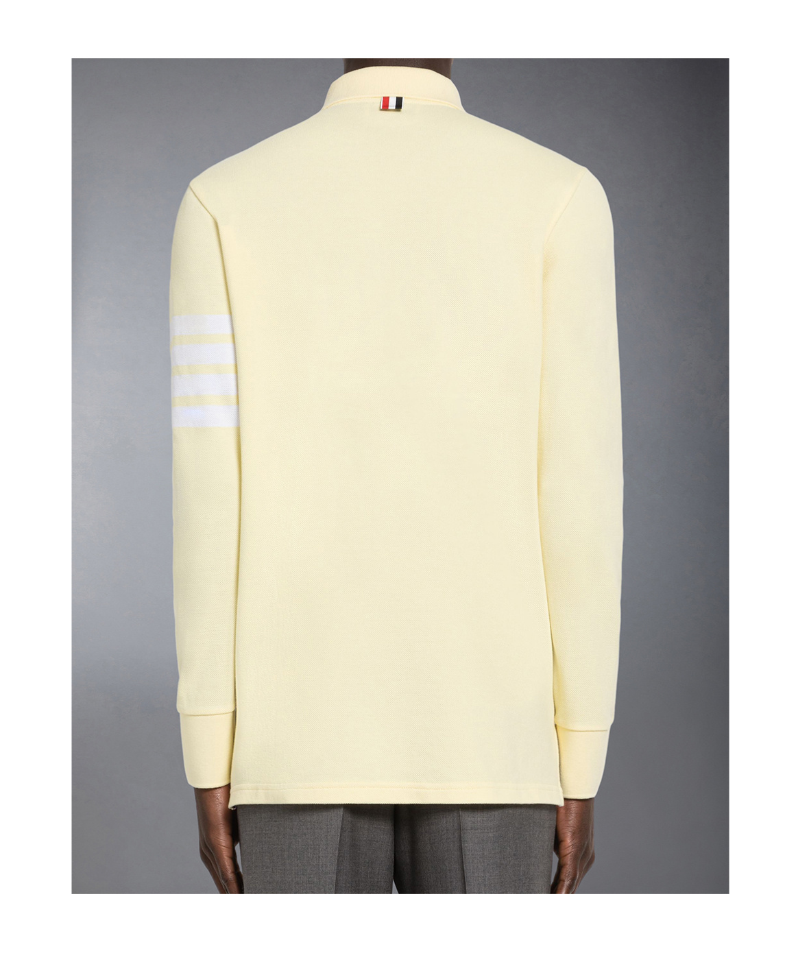 Thom Browne 4-bar Long-sleeve Polo Shirt In Neutral
