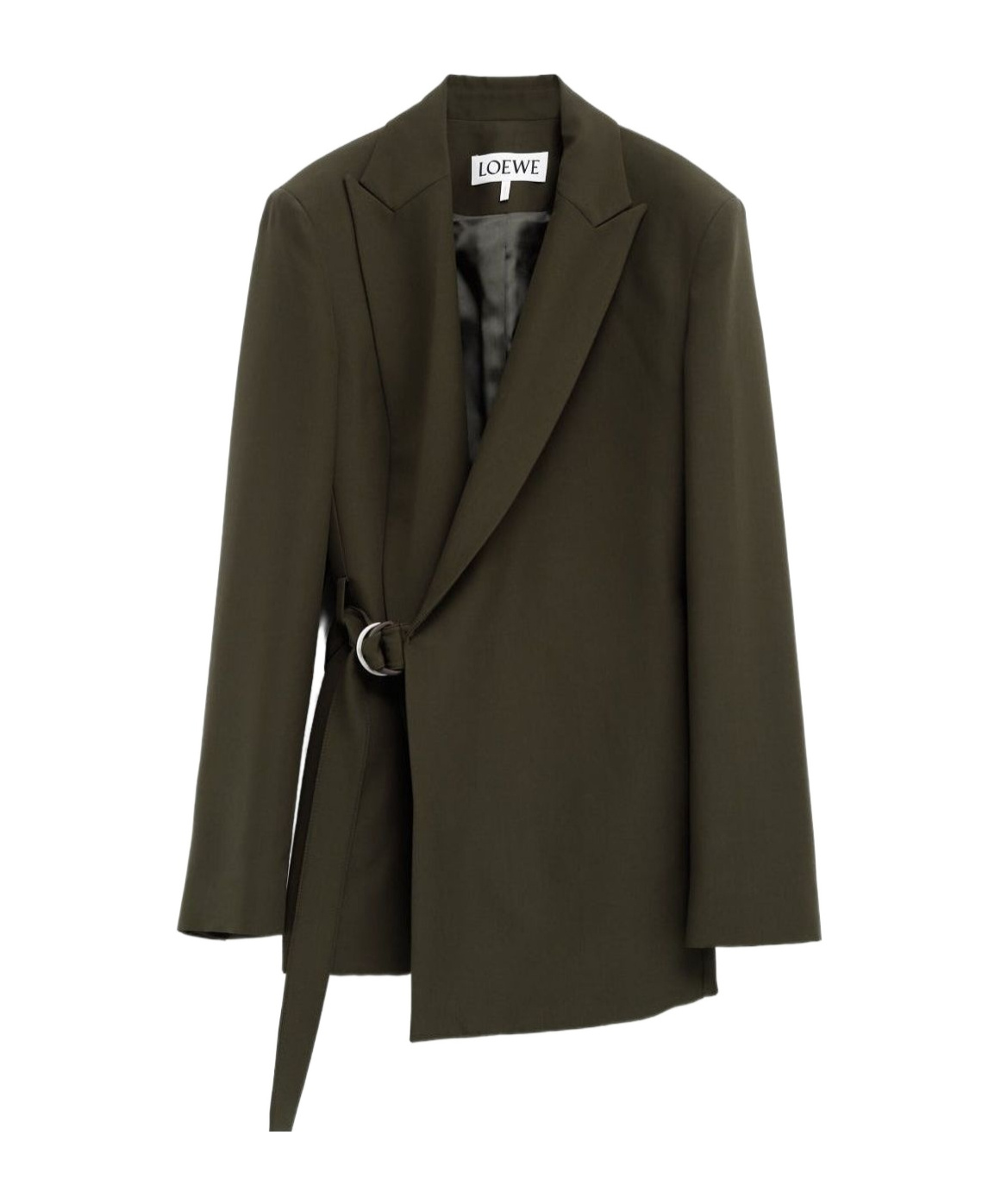Loewe Khaki Green Double-breasted Wool Jacket Women In Green