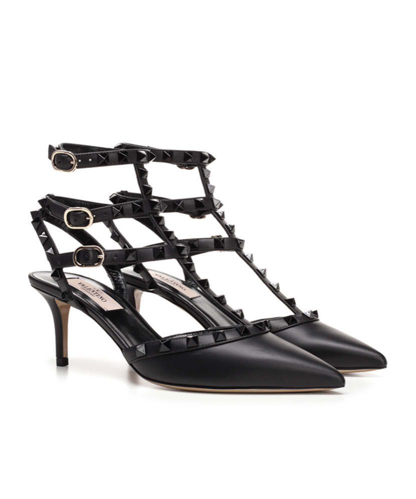 Valentino Garavani Patent Rockstud Pumps With Matching Straps And Studs 65 Mm Woman Black 41.5 In Black
