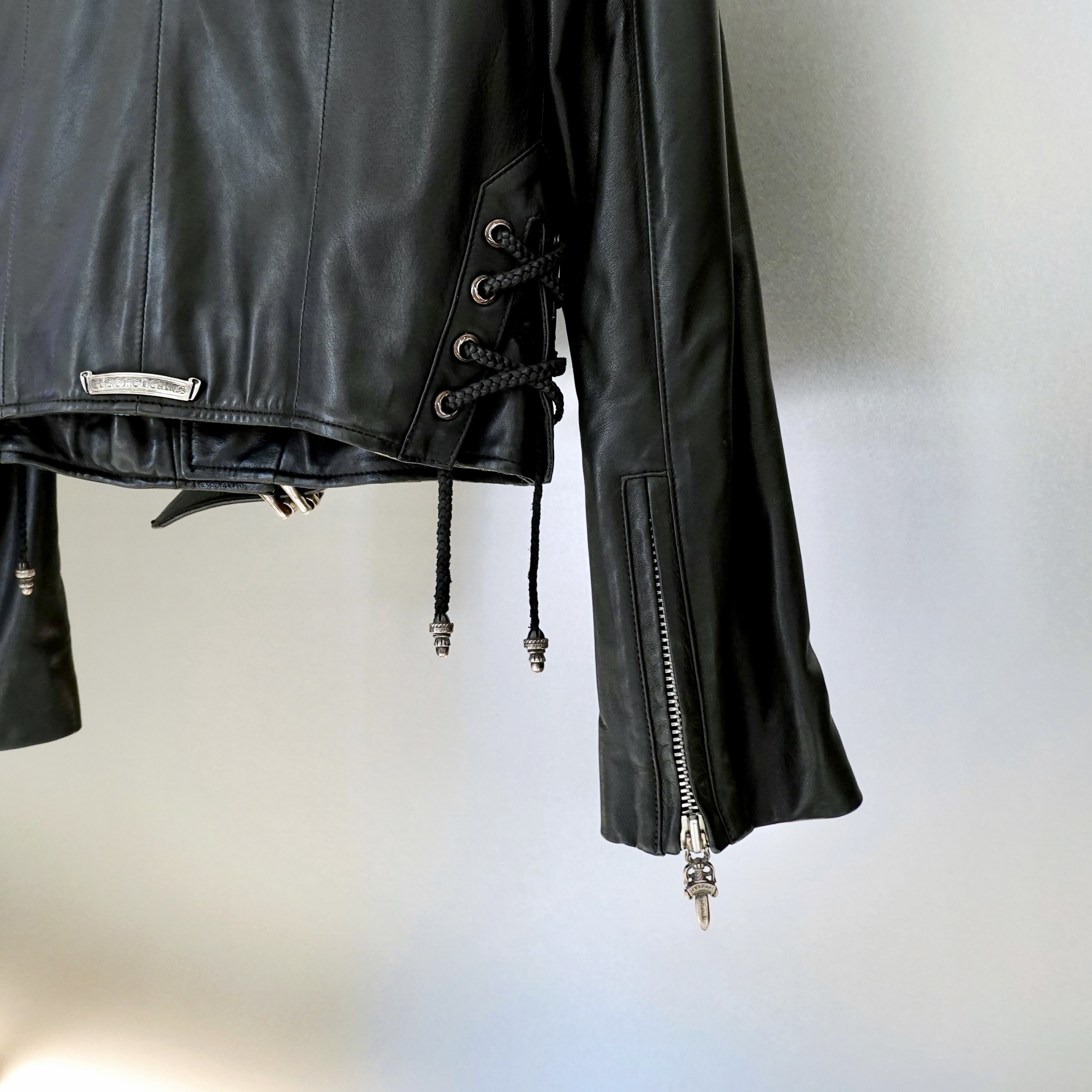 Chrome Hearts Motorcycle Leather Jacket In Black