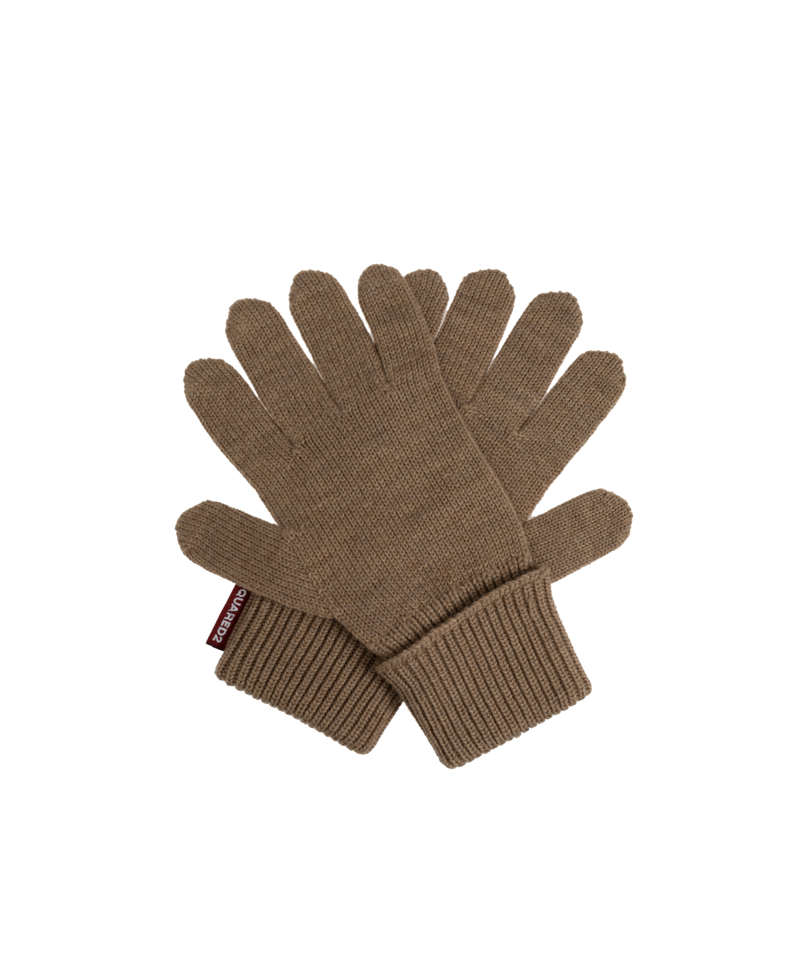 Dsquared2 Knitted Wool Beanie And Gloves Set In Brown