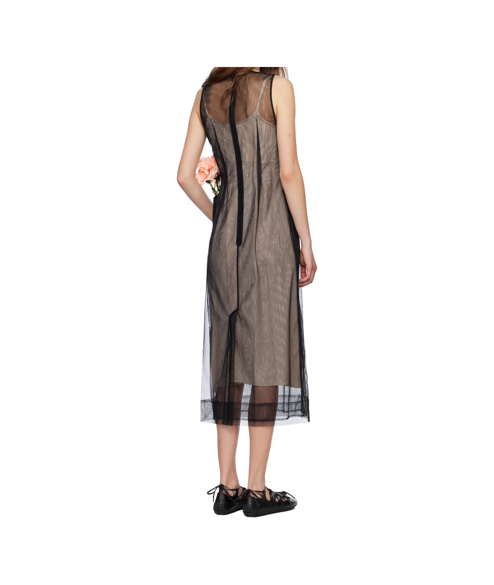 Simone Rocha Black Carnation Dart Midi Dress In Black