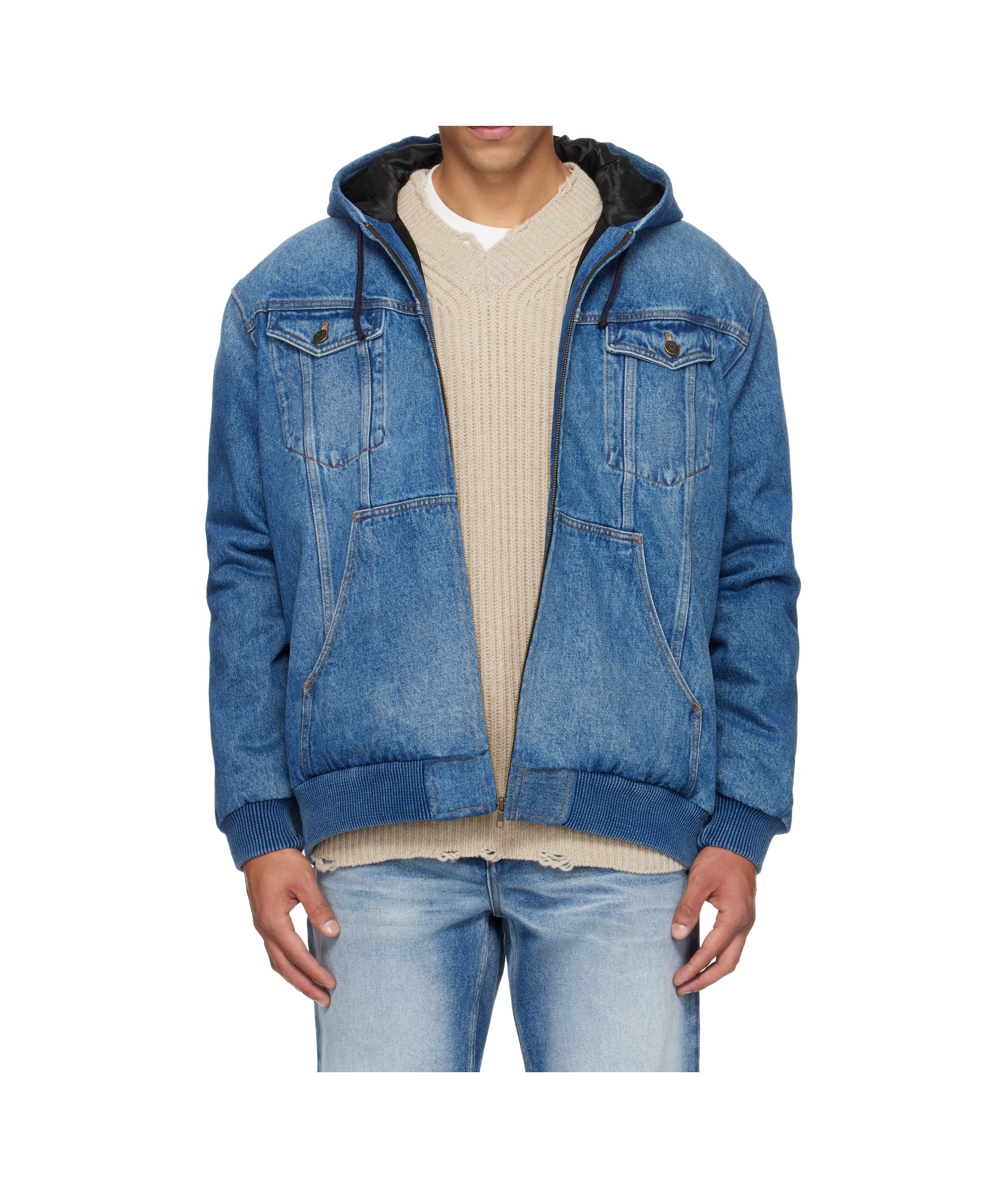Egonlab Hooded Denim Jacket In Blue
