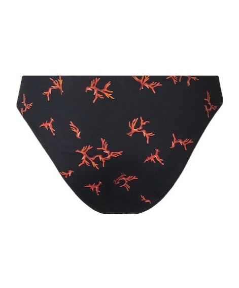 Fendi Black Lycra Bikini Bottom With Coral Print