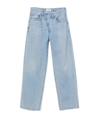 Agolde Blue Jeans With Wide Leg And Logo Patch On The Rear In Blue