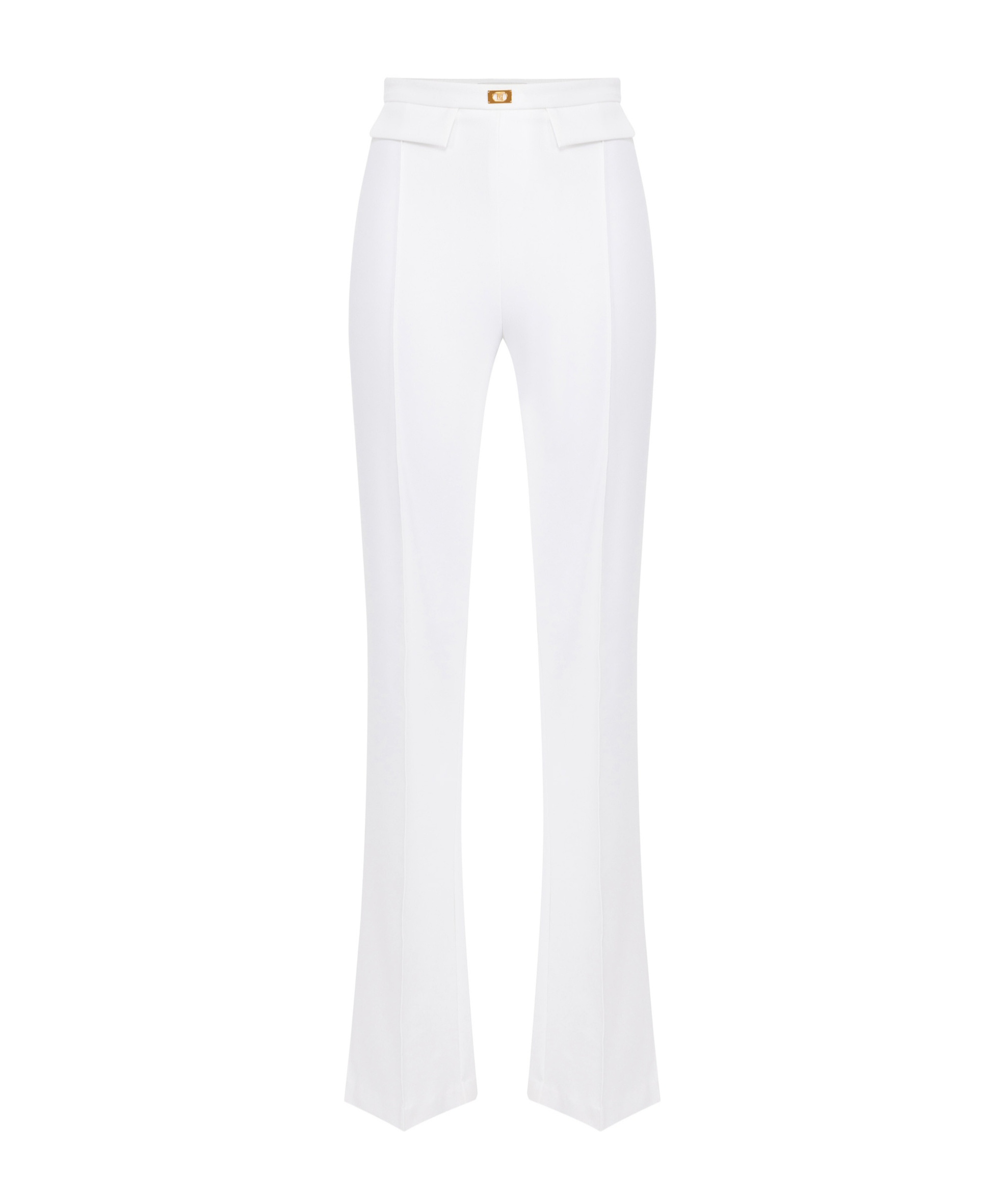 Elisabetta Franchi Logo-plaque Crepe Trousers In White