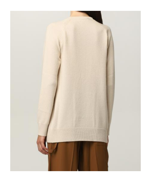 Max Mara Long Sleeve Round Neck Pullover In White