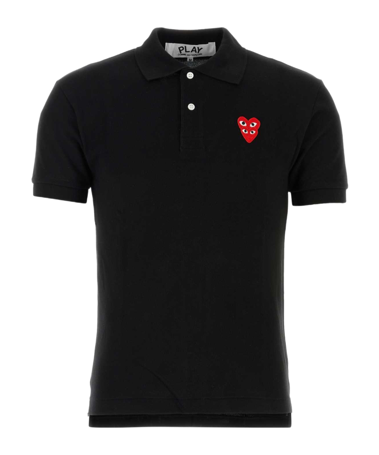 Comme Des Garçons Play Polo Shirt With Ribbed Collar And Straight Hem In Black