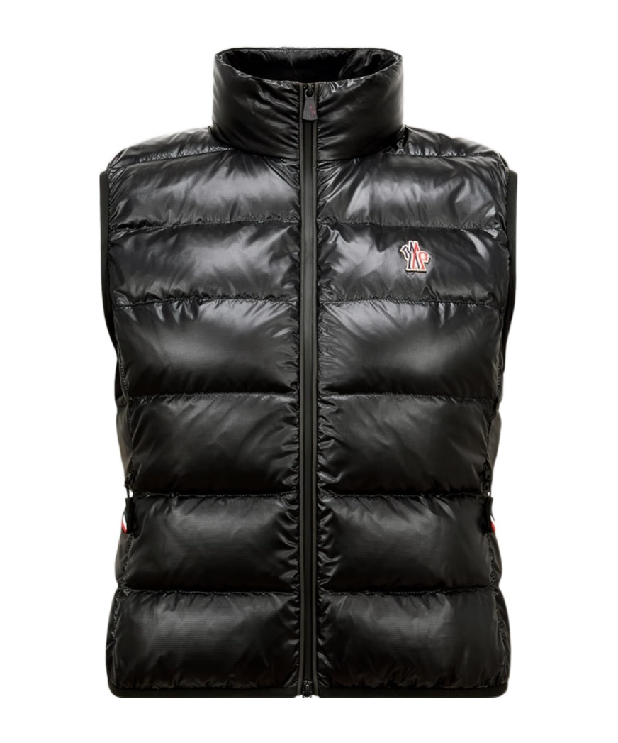 Moncler Gilet Zippé Matelassé En Jersey In Black