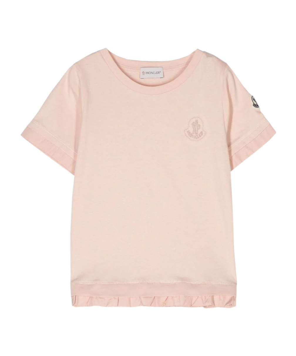 Moncler Layered Cotton T-shirt In Pink
