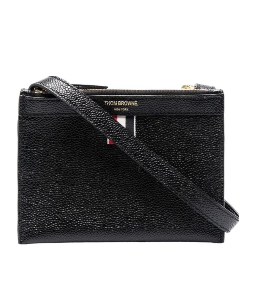 Thom Browne Rwb Tab Crossbody Bag In Black