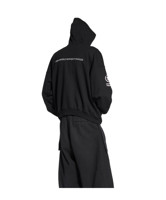 Balenciaga Men's Wfp Outerwear Zip-up Hoodie In Black/white In Black