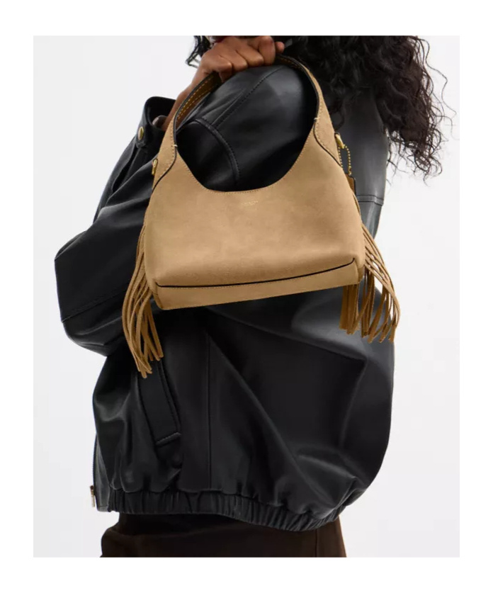 Coach Brooklyn 23 Suede Fringe Shoulder Bag In Nude
