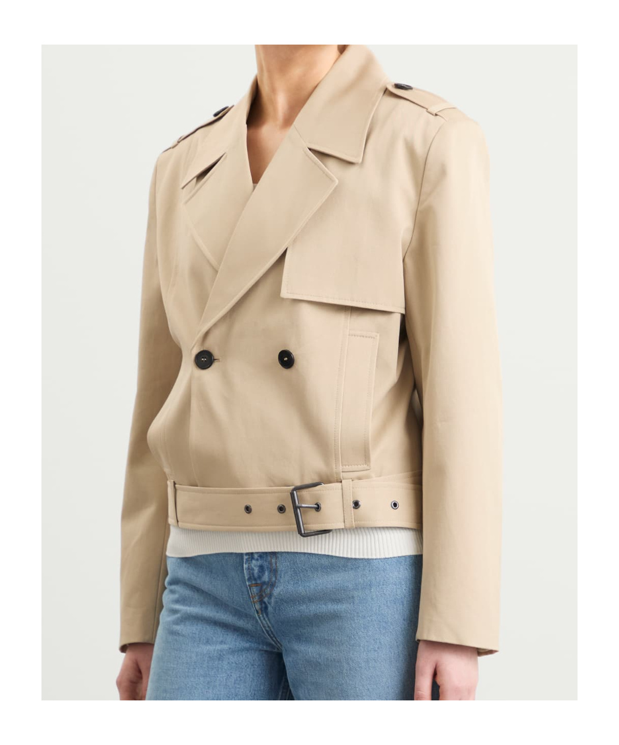 Anine Bing Womens Oatmeal Greer Belted Cotton Jacket In Neutral