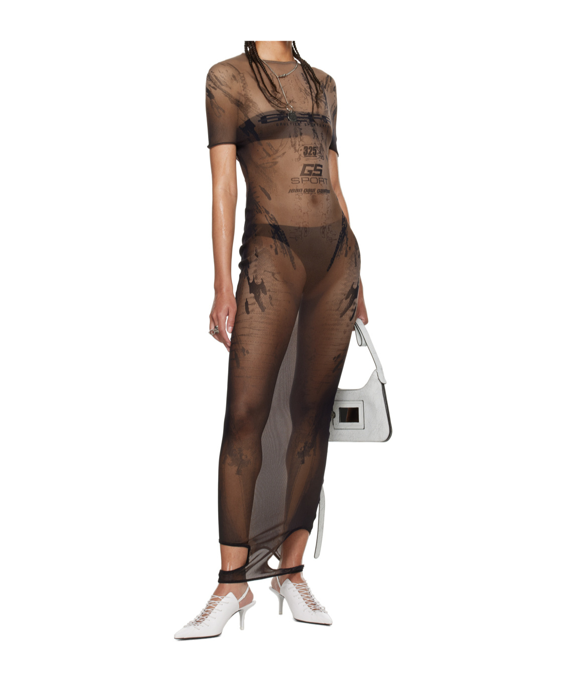 Jean Paul Gaultier Graphic Printed Maxi Dress In Black