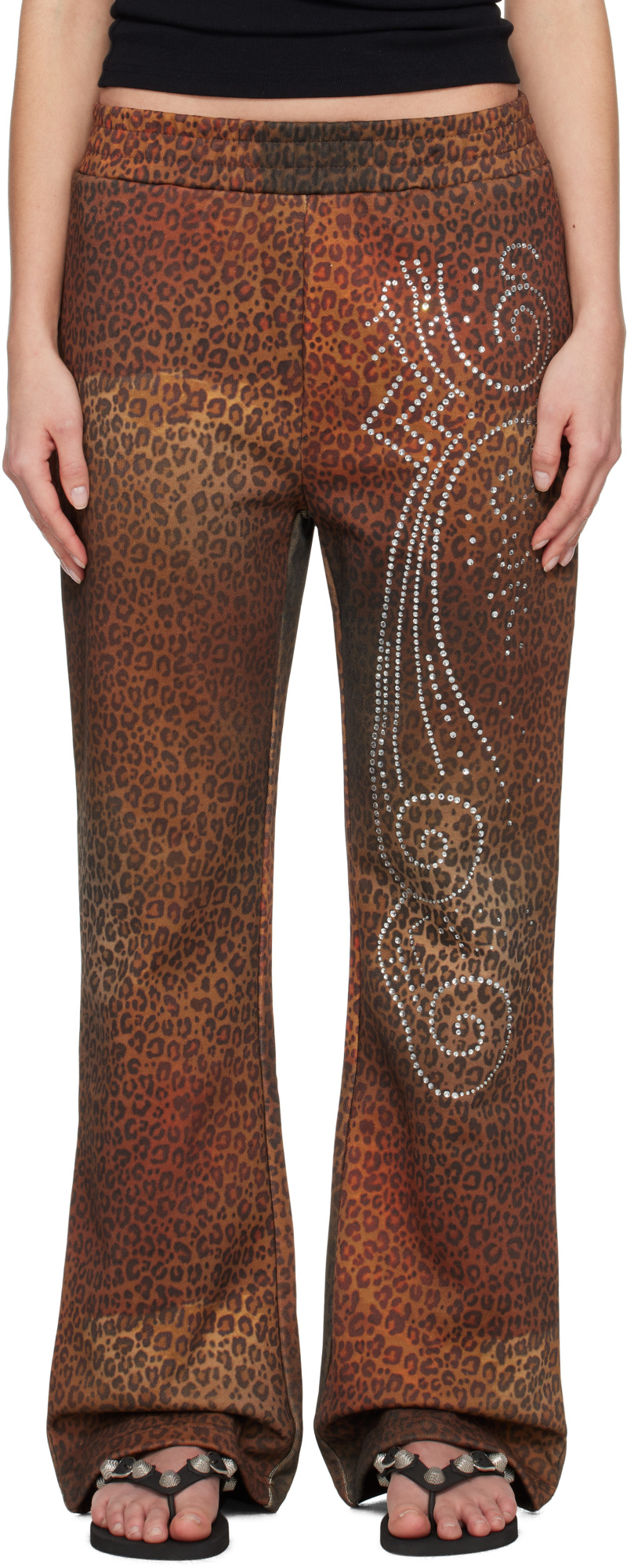 Praying Cheetah Studded Terry Sweatpants In Multi-color