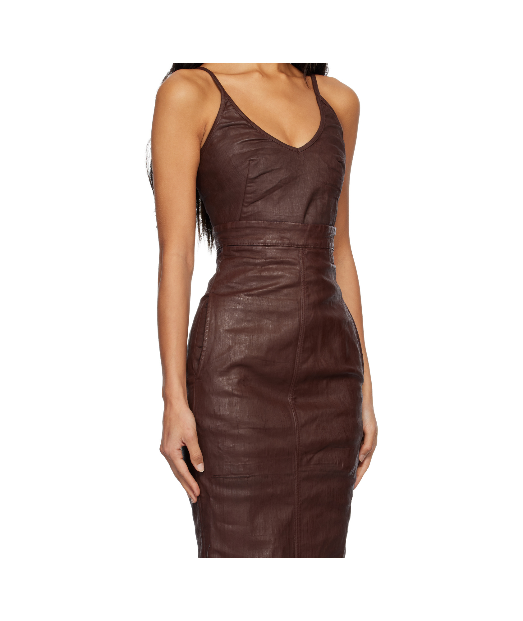 Rick Owens Drkshdw Burgundy Concordians Foil Denim Camisole In Brown