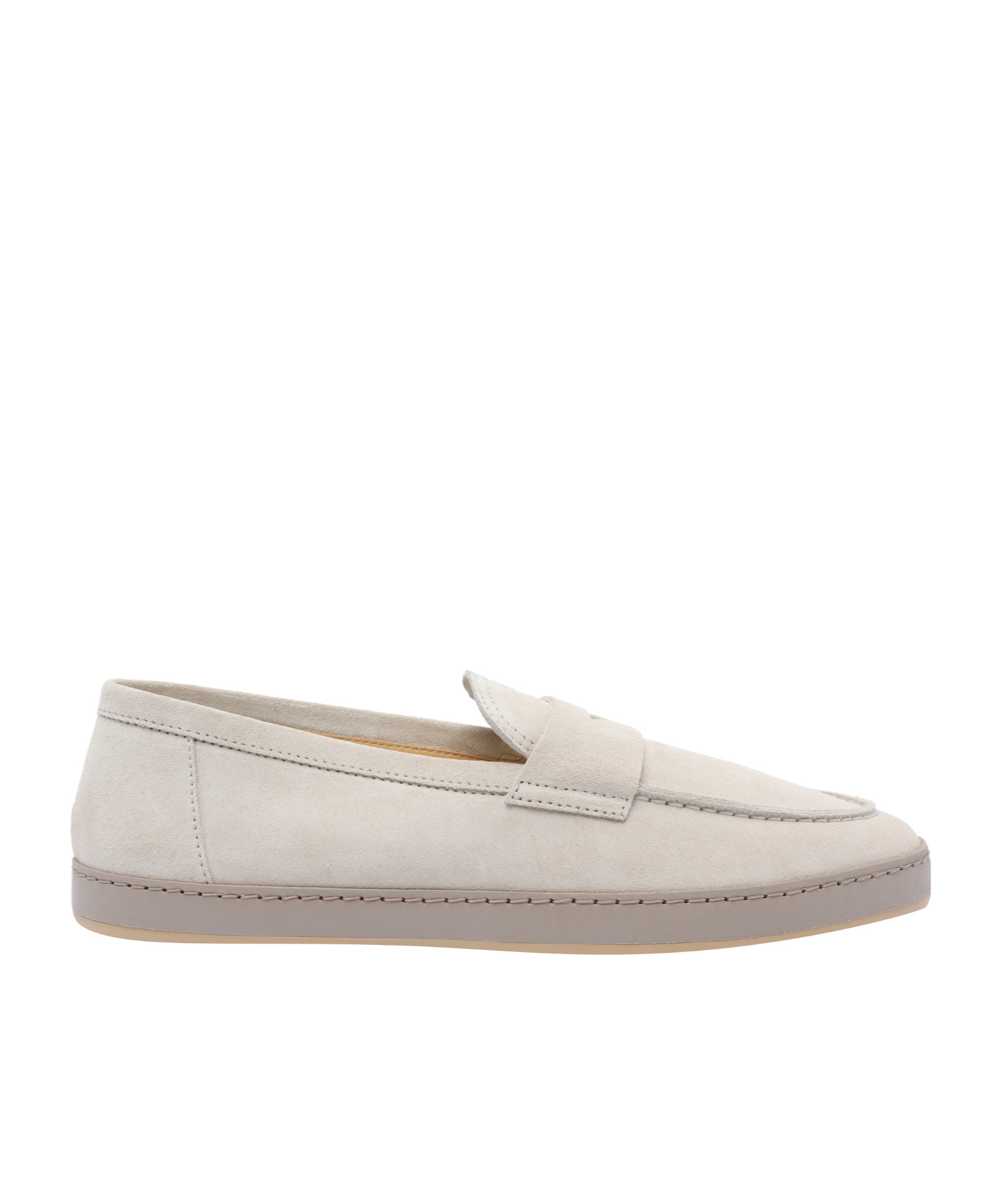 Brunello Cucinelli Loafers With Round Toe And Suede Finish In Gray