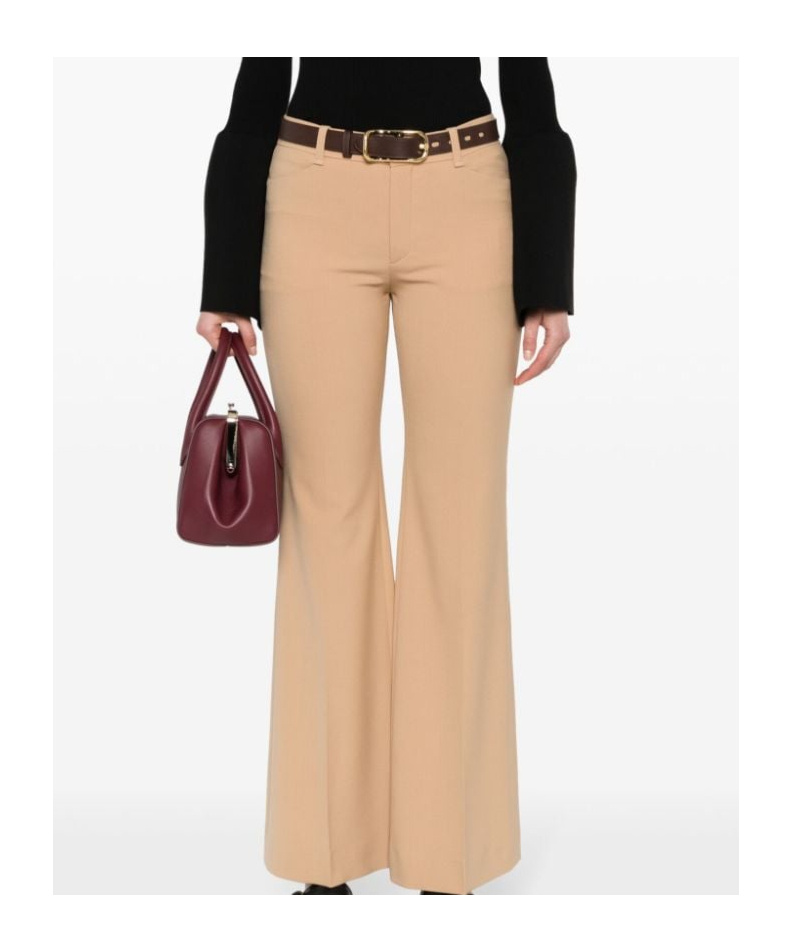 Chloé Wool-blend Flared Trousers In Nude