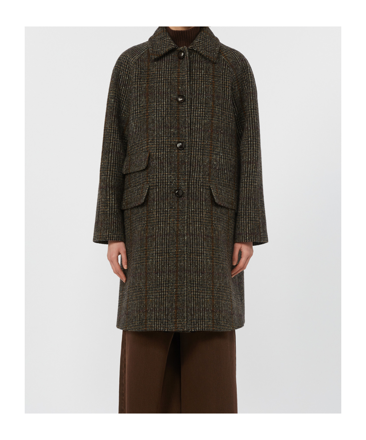 Weekend Max Mara Pitone Tweed Virgin Wool Coat In Gray