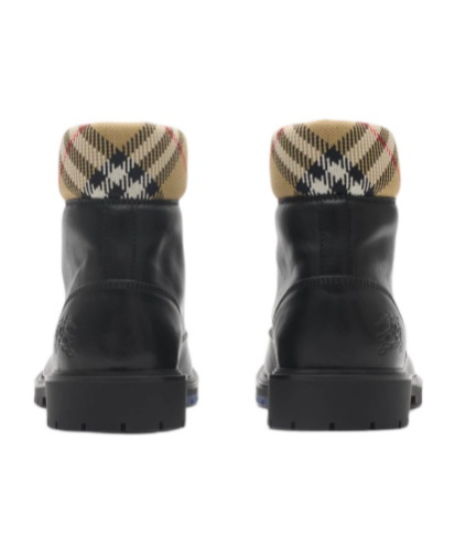 Burberry Leather Ankle Boots Round Toe In Black