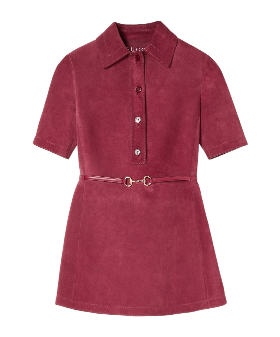 Gucci Suede Dress With Detachable Belt In Red