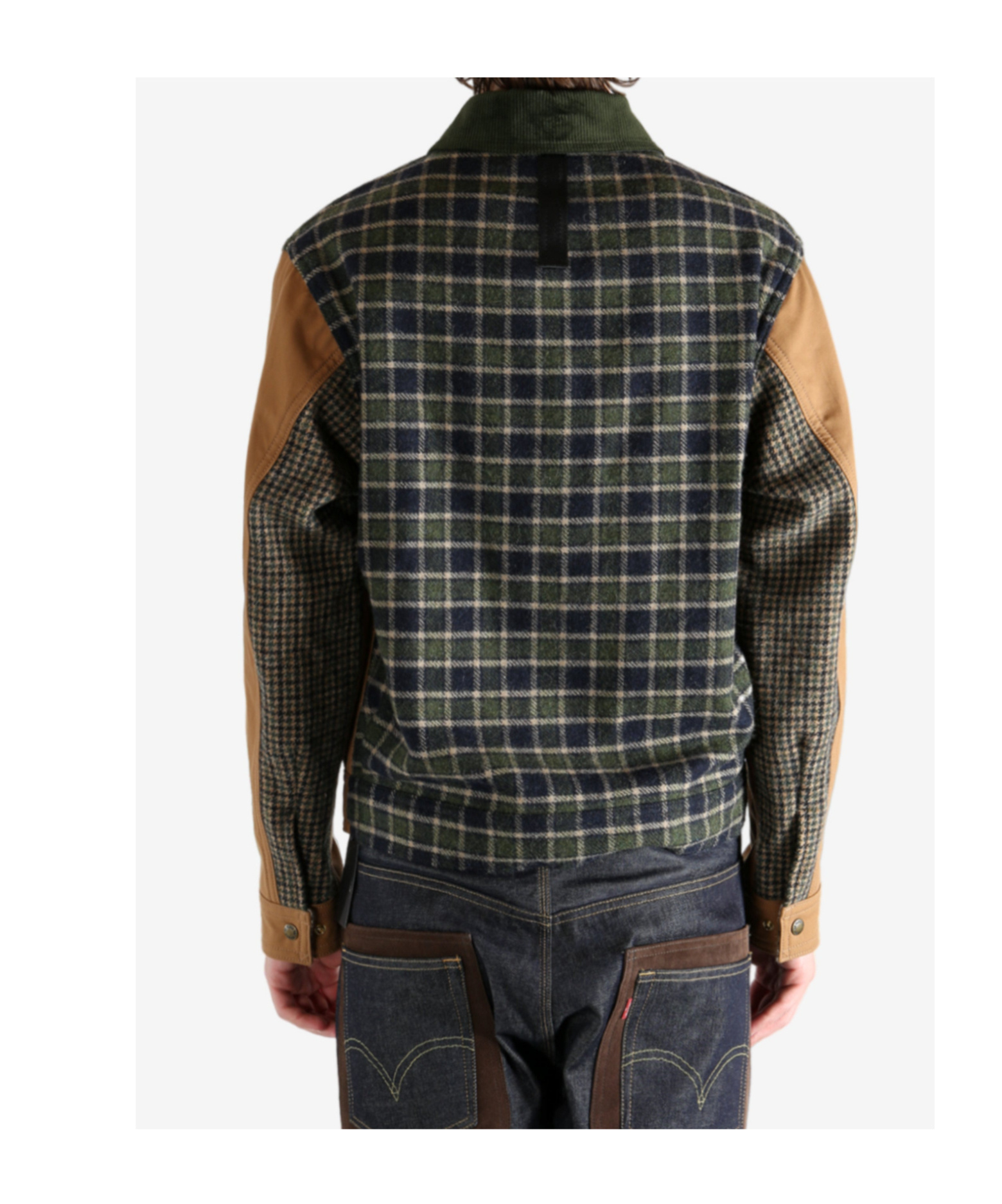 Junya Watanabe Cotton Oxford X Wool Nylon Check Filson Jacket In Neutral