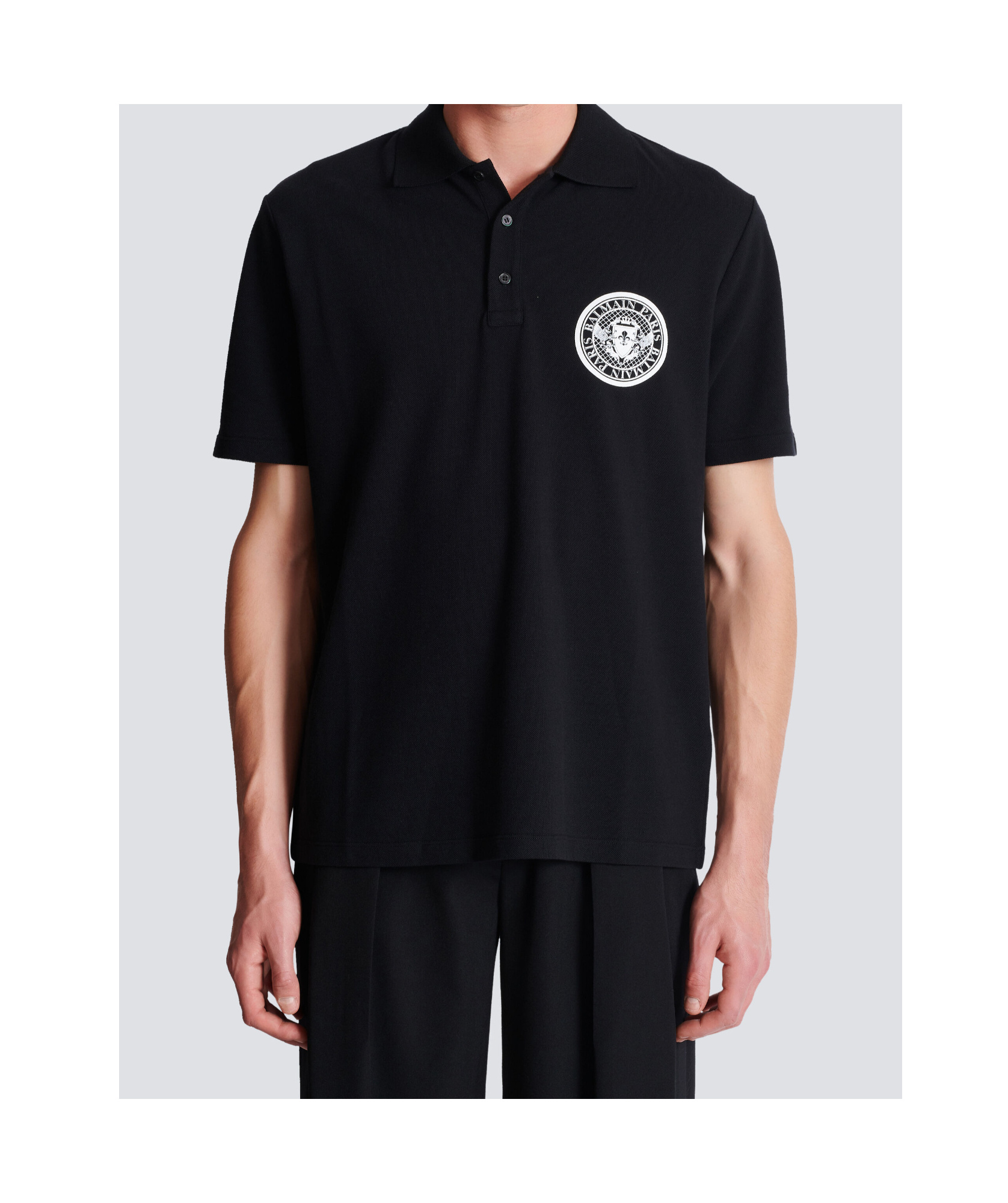 Balmain 'coin' Polo Shirt With Polo Collar In Black